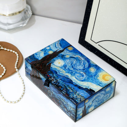 Van Gogh Starry Night Glass Jewelry Box - High-End Jewelry Organizer, Stylish Home Storage Box