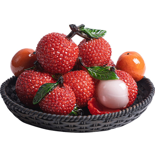 Litchi & Tangerine Tea Pet Set - Color-Changing Ceramic Decor for Tea Table (Thermochromic Design)
