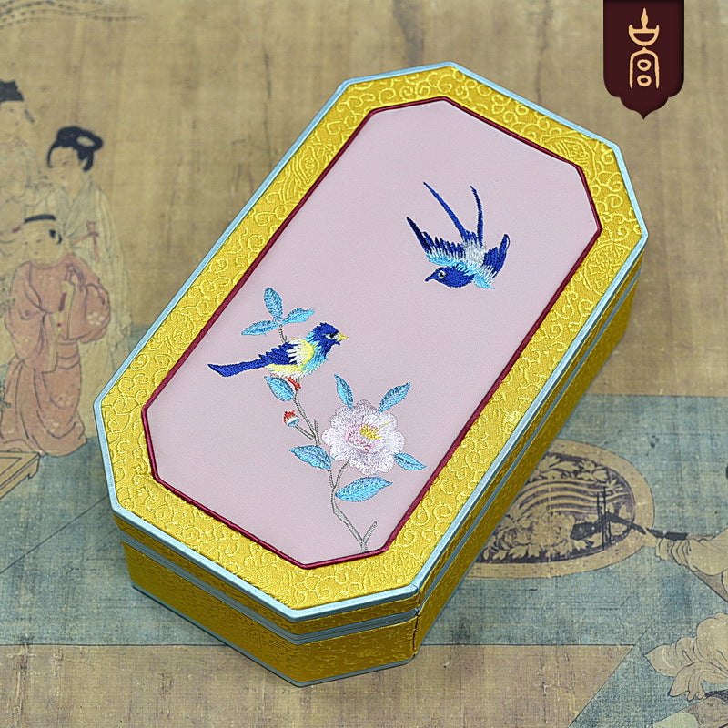 High-End Octagonal Embroidered Jewelry Box – Elegant Handcrafted Jewelry Tray