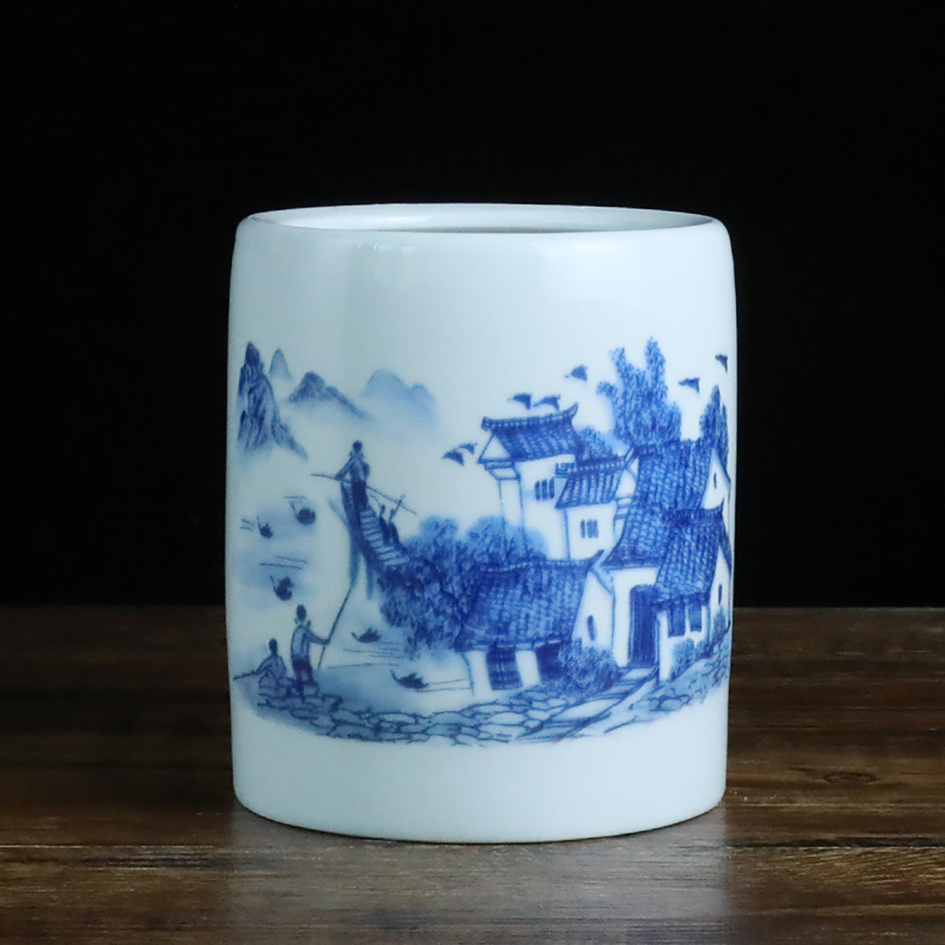 Jingdezhen Ceramic Brush Holder - 13 Classic Chinese Designs for Desk Organization (12cm Height, 10cm Diameter)