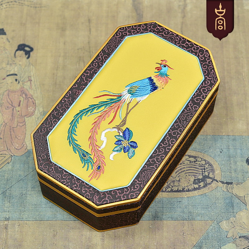 High-End Octagonal Embroidered Jewelry Box – Elegant Handcrafted Jewelry Tray