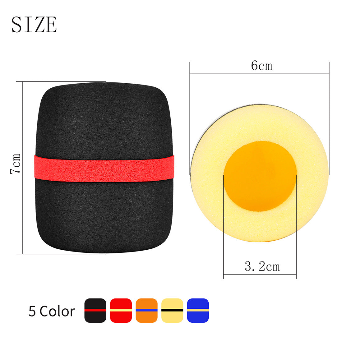 Thickened Color-Ring Microphone Windscreen – Reusable High-Density Sponge Pop Filter (5-Pack)