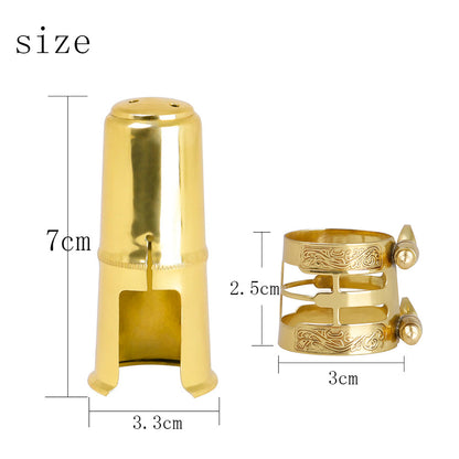 Saxophone Ligature & Cap Set – Engraved Brass Mouthpiece Accessories for Alto/Tenor Sax