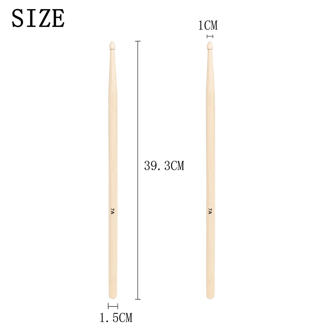 12-Pair 7A Drum Sticks - Maple Wood Drumsticks for Beginners and Professionals