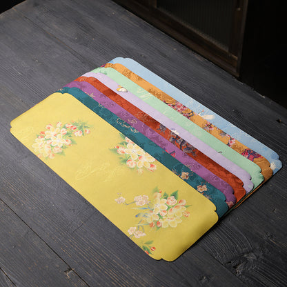 Silk Tea Ceremony Mat - Double-Sided Waterproof Tea Tray (45x15cm, Mulberry Silk with Non-Slip Base)