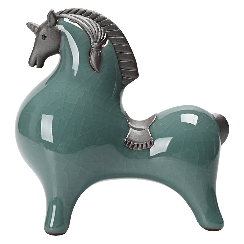 Ceramic Tang Horse Statue - Small Decorative Figurine for Home & Office, Lucky Zodiac Horse Decor