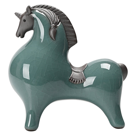 Ceramic Tang Horse Statue - Small Decorative Figurine for Home & Office, Lucky Zodiac Horse Decor