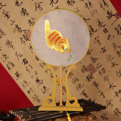 Exquisite Dual-Sided Embroidered Round Fan - Ancient Style Decorative Hand Fan