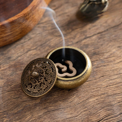 Vintage Brass Aromatherapy Incense Burner – Five Blessings Fingertip Style with Incense Plate for Indoor Use