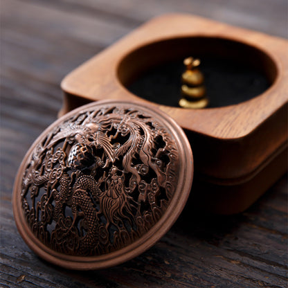 Walnut Wood Incense Burner – Round Shape Natural Wooden Incense Holder for Home & Tea Room