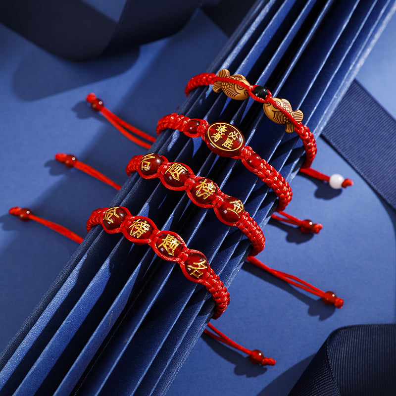 Handwoven Red String Bracelet - Gold List Success Gift for Students