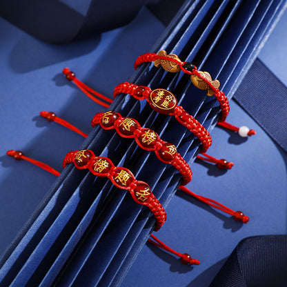 Handwoven Red String Bracelet - Gold List Success Gift for Students