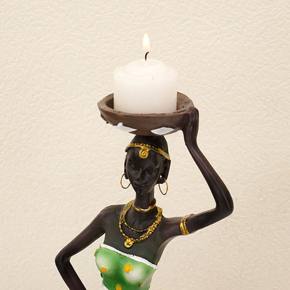European Style Black Man Candle Holder, Resin Art Craft, Unique Cafe and Bar Decor