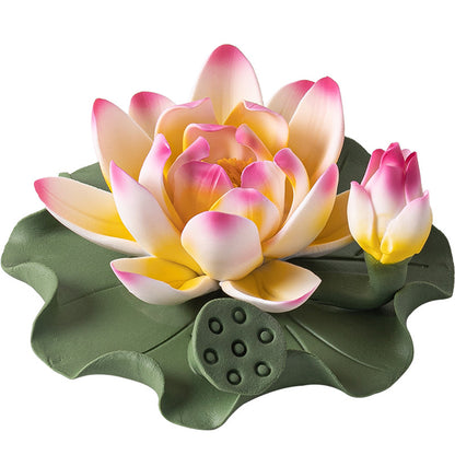 Handmade Ceramic Lotus Incense Holder - Zen Home Decor with Incense Slot, Tea Table & Altar Decoration