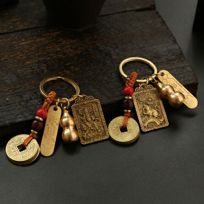 Get Lucky with Our Alloy Wucai God Zodiac Box and Keychain Pendant Set for Wealth and Good Fortune