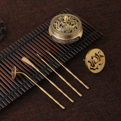5-Piece Brass Incense Set – Essential Tools for Incense Pressing, Ash Cleaning & Rituals