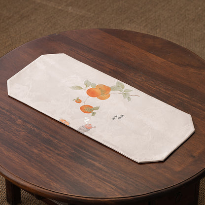 Luxury Zen Tea Table Runner – Vintage Brocade Cloud Pine Design, Chinese-style Tea Table Decor