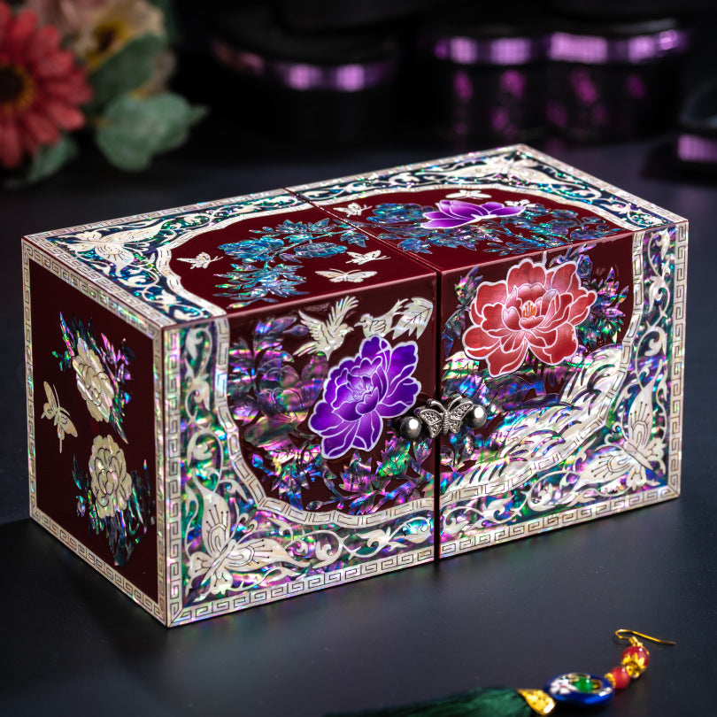 Elegant Handcrafted Mother-of-Pearl Jewelry Box with Crane Design – Intricate  Chinese Craftsmanship, Small Decorative Storage Box for Trinkets and Keepsakes