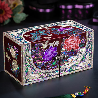 Elegant Handcrafted Mother-of-Pearl Jewelry Box with Crane Design – Intricate  Chinese Craftsmanship, Small Decorative Storage Box for Trinkets and Keepsakes