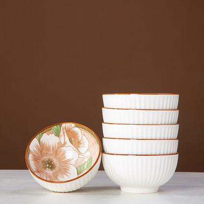 Camellia Ceramic Dinnerware Set - Japanese Style Tableware (11.8cm Rice Bowl, 20.3cm Plate, 23cm Chopsticks)
