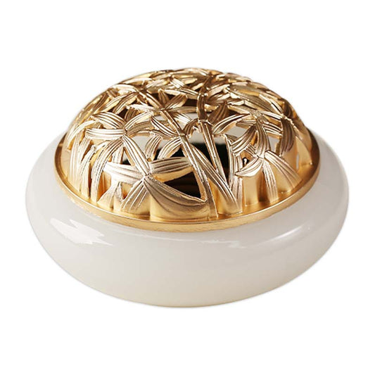 Glass Coil Incense Burner with Bamboo Leaf Design - Sandalwood and Agarwood Incense Ceremony Tool