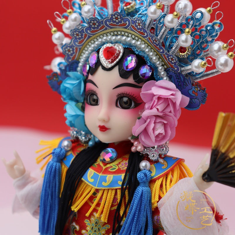 7-Inch Silk Chinese Opera Doll - Traditional Handmade Peking Opera Flower Dan Figurine