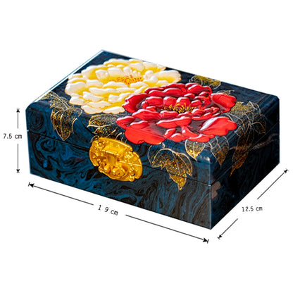 Artisan Lacquer Jewelry Box - Handcrafted Chinese Heritage Piece in Solid Wood, Vintage Floral Storage Case