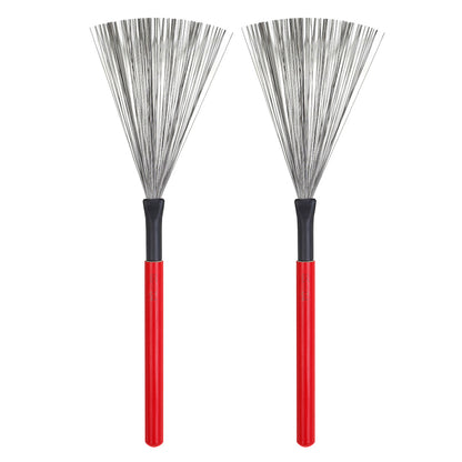 High Carbon Steel Drum Brushes with Maple Wood Handle – 5-Color Durable Percussion Brushes for Cajon, Drums & More