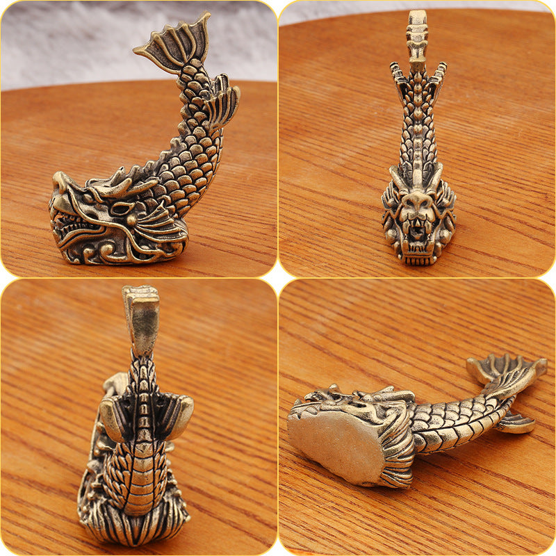 Dragon Nine Sons Brass Sculpture - Wealth-Bringing Decorative Figurine, Handcrafted Brass Art