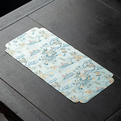 Chinese Dragon Tea Mat - Waterproof Table Runner for Tea Ceremony (50x24cm, Cotton-Linen & Gauze Fabric)