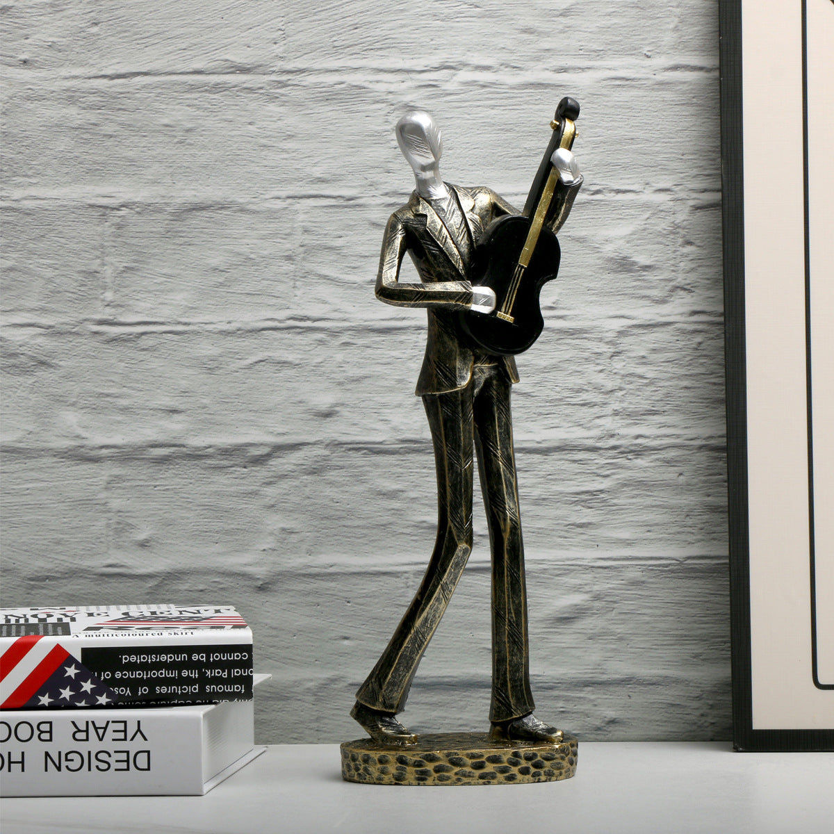 Unique Nordic Resin Sculpture Modern Musician Figurine, Elegant Home Decor Art Piece for Contemporary Spaces
