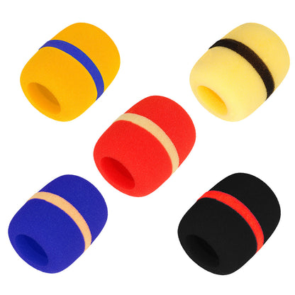 Thickened Color-Ring Microphone Windscreen – Reusable High-Density Sponge Pop Filter (5-Pack)