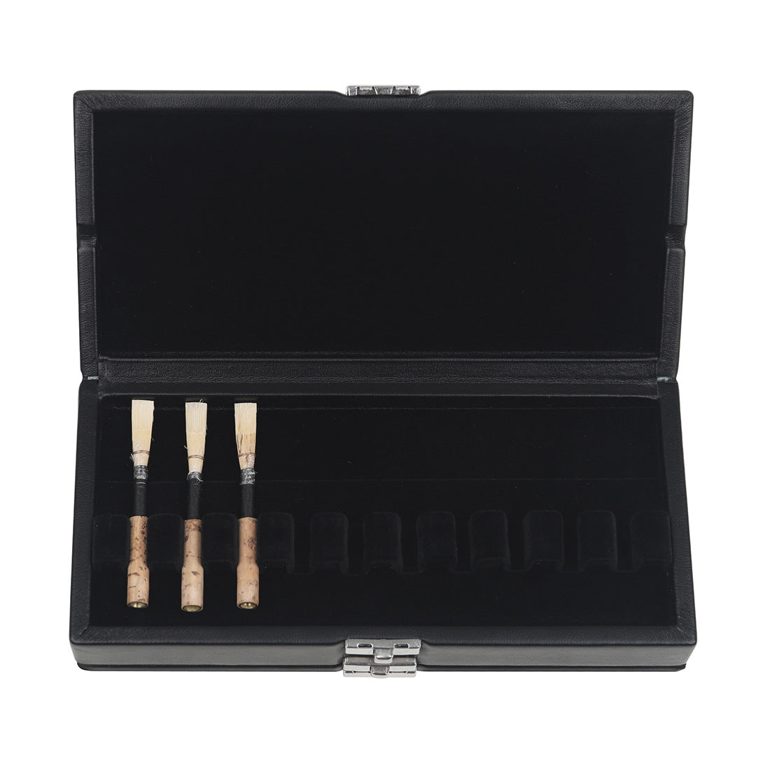 Professional Double Oboe Reed Case – 20-Reed PU Leather Storage with Shockproof Design & Metal Lock (Black)