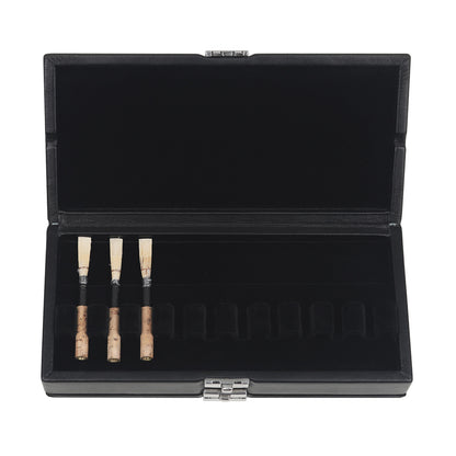 Professional Double Oboe Reed Case – 20-Reed PU Leather Storage with Shockproof Design & Metal Lock (Black)