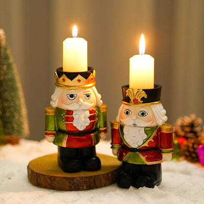 European Style Nutcracker Candle Holder: Perfect Home Decor for Living Room or Table, Resin Ornament for Christmas Tree