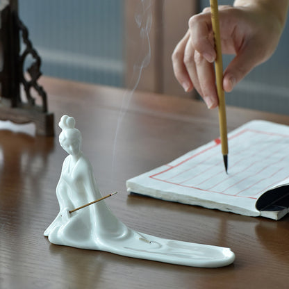 Ceramic Incense Burner with Ash Catcher - Handcrafted Zen Decor for Stick Incense (18.5x5.9x11.9cm)