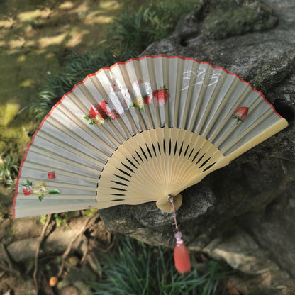 Elegant Suzhou Embroidered Folding Fan - Traditional Ancient Style Handheld Fan