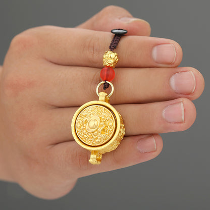 Shiny Zodiac Pendant with Rotating Fortune Bowl and Wealthy Keychain