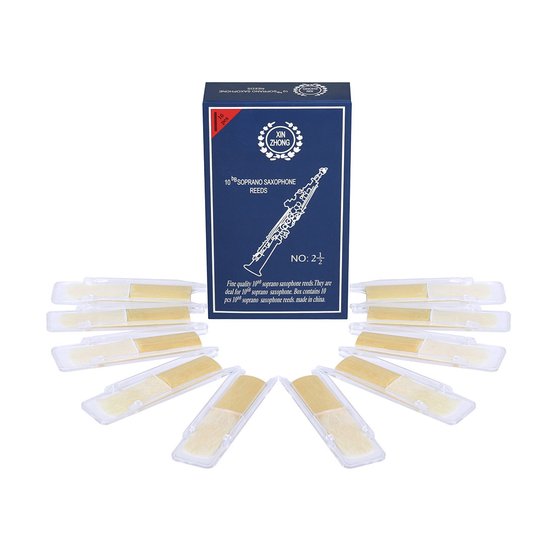 2.5 Strength E♭ Saxophone Reeds - 10-Pack with Reed Case - Premium Clarinet Reeds