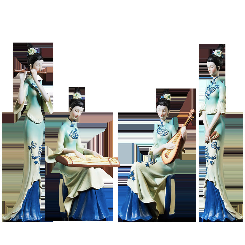Elegant Chinese classical music playing lady ornament, can be used as home decorations and gifts