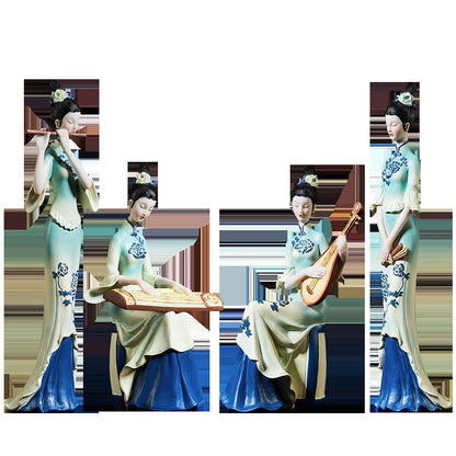 Elegant Chinese classical music playing lady ornament, can be used as home decorations and gifts