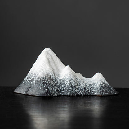 Ceramic Snow Mountain Miniature - Zen Home Decor for Tabletop & Aquarium (Handcrafted Chinese-Style Landscape)