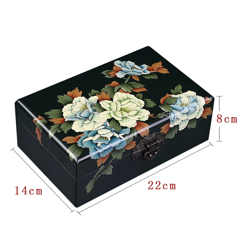 Vintage Hand-painted Chinese Intangible Cultural Heritage Jewelry Storage Box, Classical Traditional Lacquerware Jewelry Jewelry Box, Gift for Mother and Elders