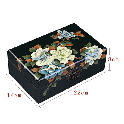 Vintage Hand-painted Chinese Intangible Cultural Heritage Jewelry Storage Box, Classical Traditional Lacquerware Jewelry Jewelry Box, Gift for Mother and Elders