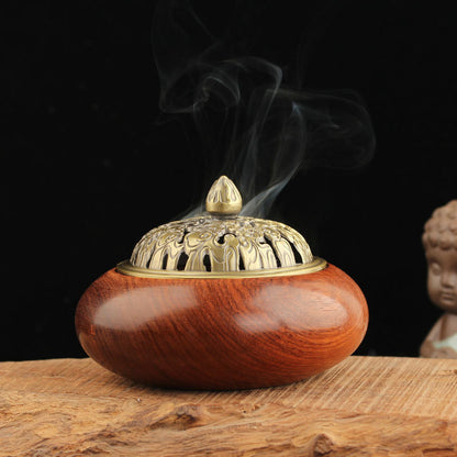 Elegant Rosewood Incense Burner - Handcrafted Red Wood Tray for Home & Indoor Aromatherapy