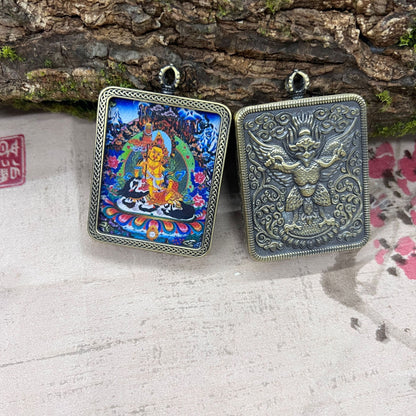 Nepalese Thangka Ghau Box Pendant with Hanging Cord – Handcrafted Sacred Amulet