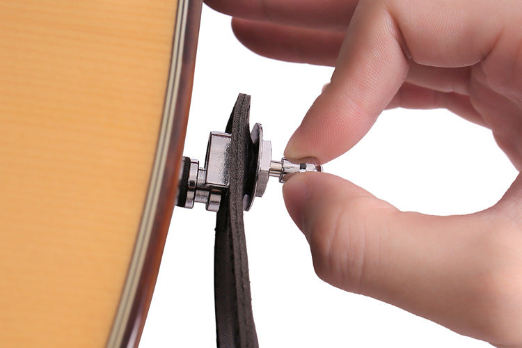 Guitar Strap Lock - Anti-Slip Alloy Strap Button for Acoustic/Electric Guitar (Gold/Silver/Black)