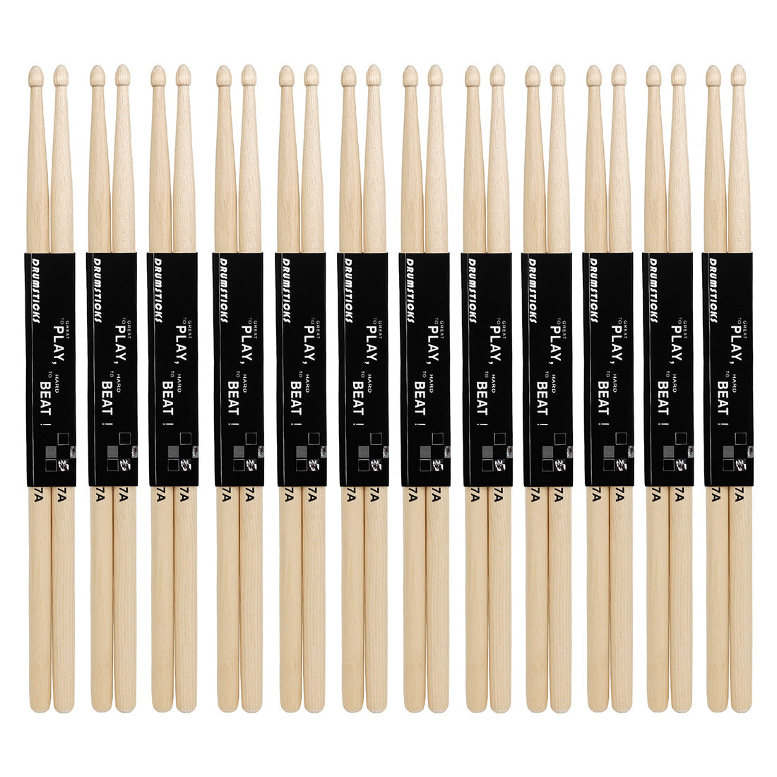 12-Pair 7A Drum Sticks - Maple Wood Drumsticks for Beginners and Professionals