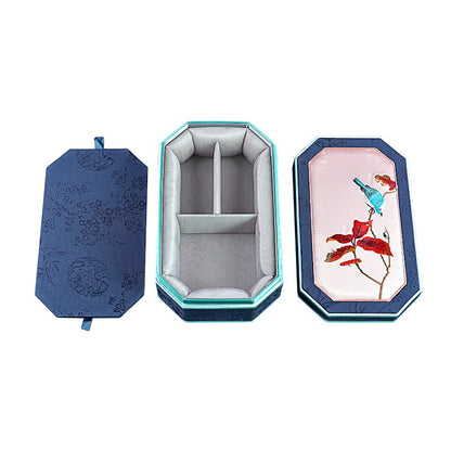 High-End Octagonal Embroidered Jewelry Box – Elegant Handcrafted Jewelry Tray