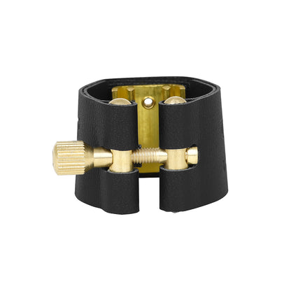 Leather & Metal Saxophone/Clarinet Ligature Cap Set – Universal Snap-On Clasp for Alto/Tenor/Soprano Sax (Black)